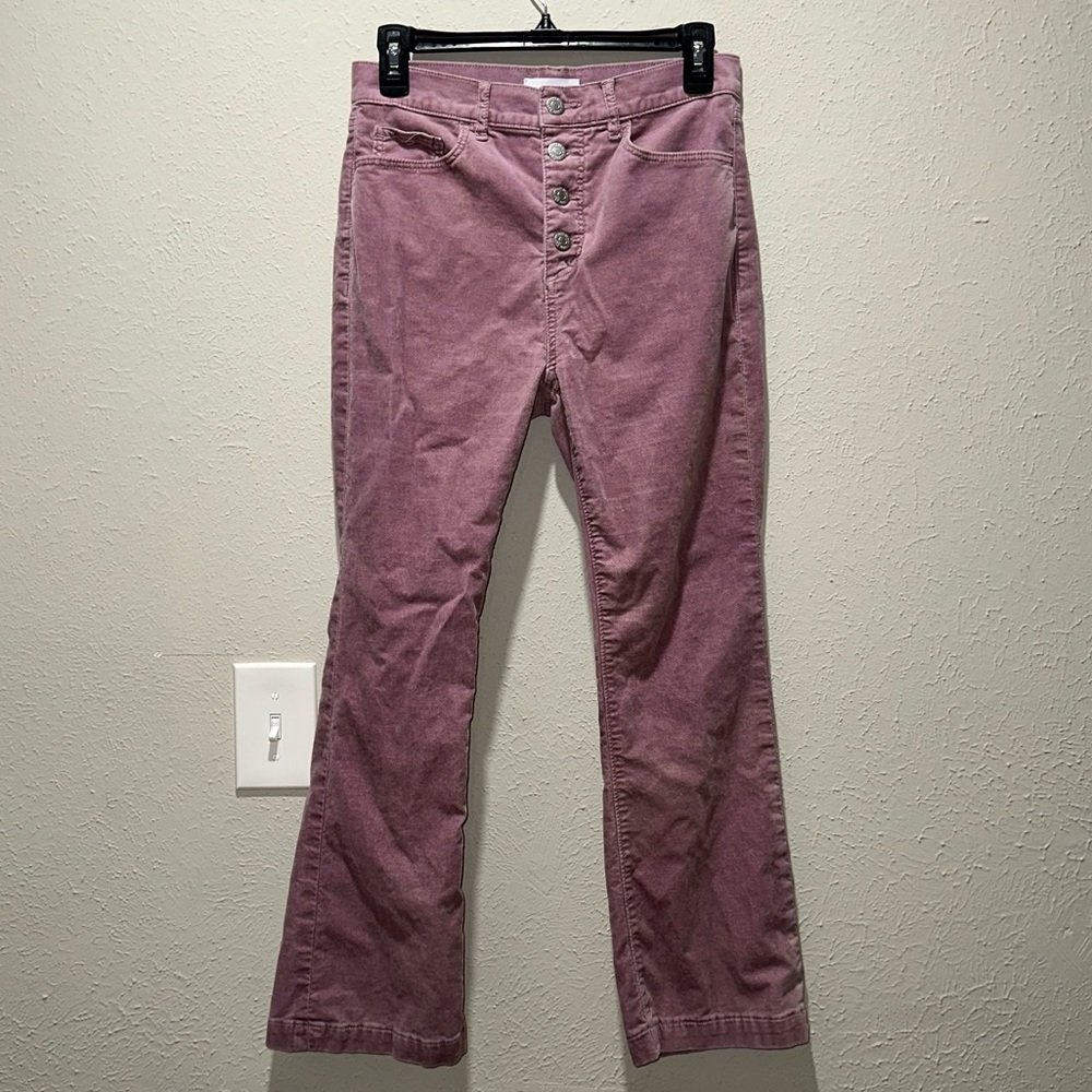 LOFT High Waist Cropped Flare Suede Pants